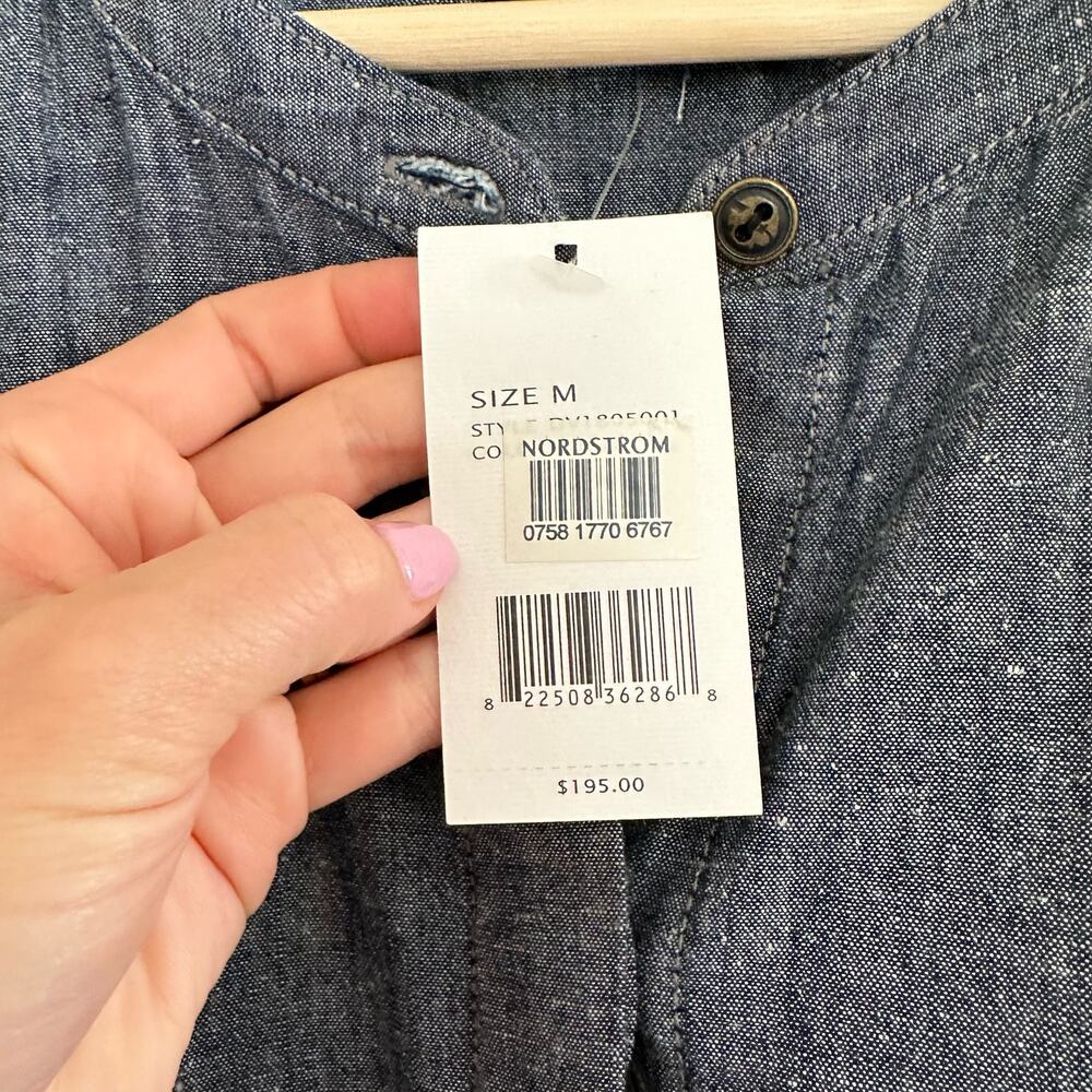 NWT Vince Patch Pocket Chambray Button Front Long Sleeve Shirt Blue Rinse M - Picture 7 of 13